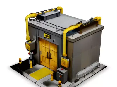 Stylized LowPoly Industrial Building Low-poly 3D model