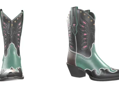Eagle Star Cowboy Green Boots 3D model