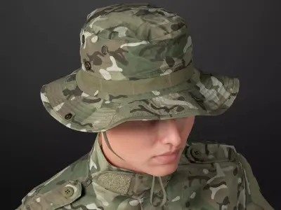 Tactical Boonie Hat 3D Model Metahuman 9 Camos UE5 Game Ready Low-poly 3D model