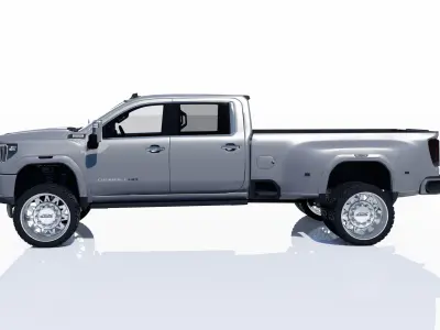 Pickup GMC Sierra 3500 HD Denali Dually with Interior  3D model