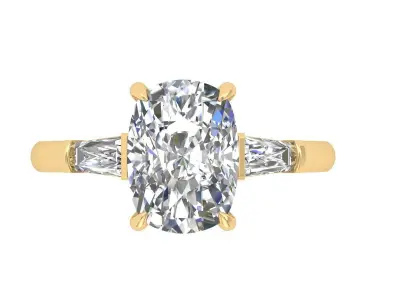 3 -stone cushion ring 3D print model