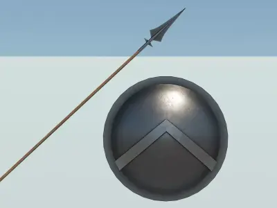 Spear And Shield Low-poly 3D model