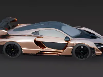 Metallic Rose Gold Hypercar 3D Model Low-poly 3D model