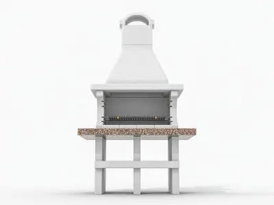  Garden Concrete BBQ Grill 3D Model 