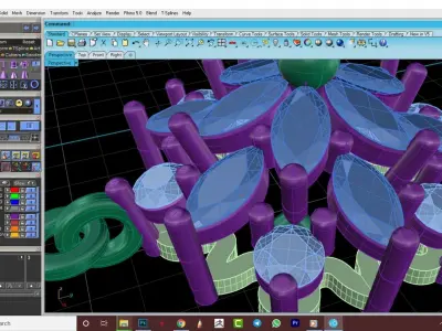  Stone  Diamonds Pendant 3D Model  3D model