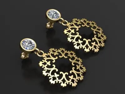 ANTIQUE GOLD EARRING 3D PRINTABLE MODEL 3D print model