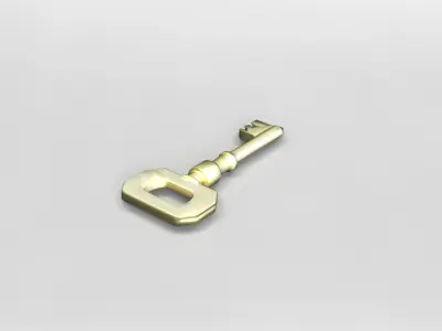 Vintage Brass Skeleton Key 3D Model 3D model