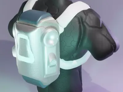 Sci-fi themed bag with armored vest Low-poly 3D model