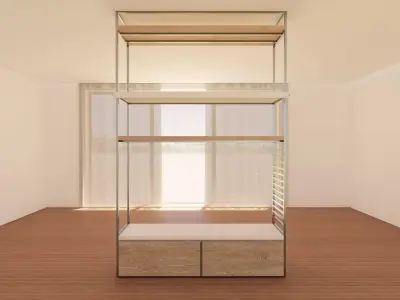 Industrial Open Cabinet - Minimalist Metal Frame - 3D Model Low-poly 3D model