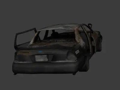 Wrecked and Rusty Police Car Free low-poly 3D model