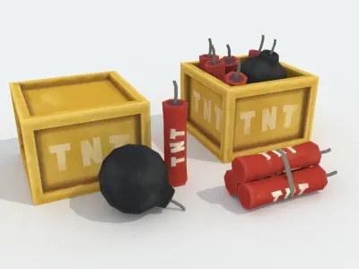 TNT pack cartoon Low-poly 3D model
