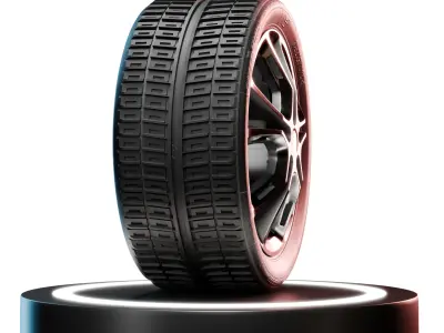 Realistic Wheel 3D Model 4K PBR Texture High Quality Game Ready Low-poly 3D model