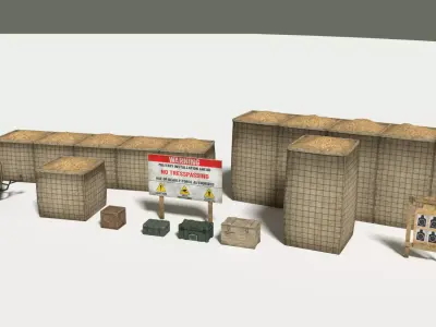 Military Base Object Pack - 50 Modern Army Assets Low-poly 3D model