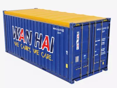 20ft Wan Hai Open Top shipping Container 3D model