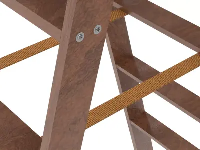 Double Sided Wooden Ladder Brown 3D model