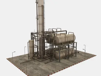 Oil Refinery Module Low-poly 3D model