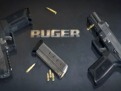 Ruger 57 Low-poly 3D model purchase