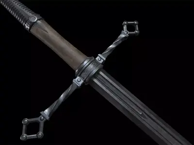 Medieval Realistic Long Sword Low-poly 3D model