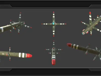 Sci-fi Missiles set Low-poly 3D model
