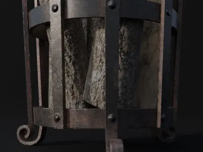 Medieval Brazier- Fire Basket Low-poly 3D model