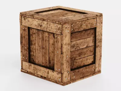 Wooden Crate V9 - Weathered Storage Box 3D model