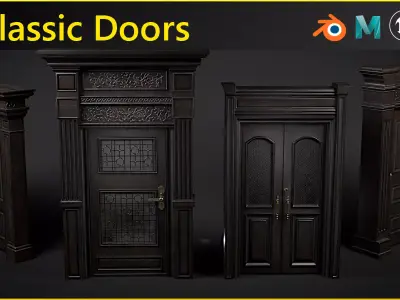 Door collection-Game ready Low-poly 3D model