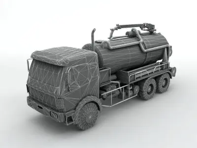  Industrial Vacuum Truck Mercedes Low-poly 3D model