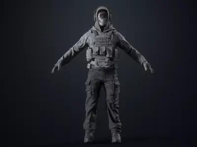 Assault Soldier Low-poly 3D model