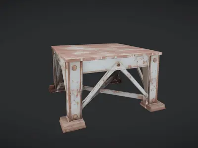 rusty industrial square table 3D model