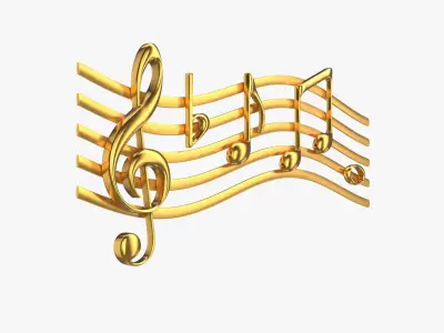 Golden Musical Notes PBR 3D model