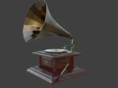 Gramophone Phonograph Low-poly 3D model