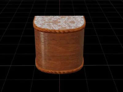 Wooden engraved angular table with classic lace 3D model