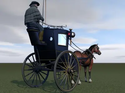 London cab cabman horse 3D model