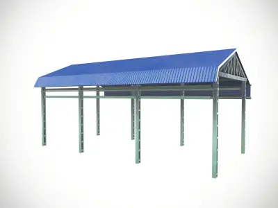 Factory Shed Low-poly 3D model