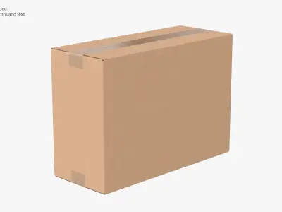 Cardboard Box 50x20x35 Closed 3D model