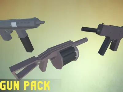 Simple Gun Pack Low-poly 3D model
