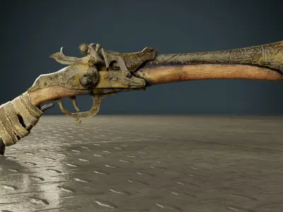 Flintlock Pistol Low-poly 3D model shop