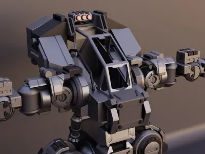 mecha futuristic robot Low-poly 3D model