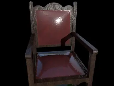 Old Vintage Shoeshine Chair and Platform Low-poly 3D model