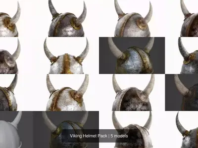 Viking Helmet Pack 3D Model Collection