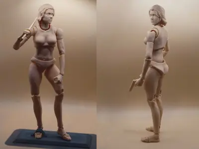 ACTION FIGURE 3D PRINTING FEMALE MOVABLE BODY TOY MODEL STL 3D print model