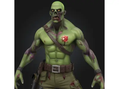 Zombie Soldier Military Low-poly 3D model