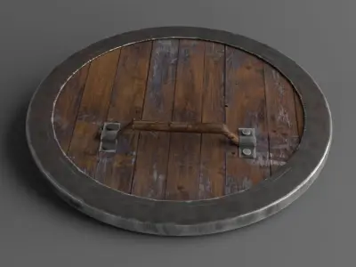 Medieval rounded shield Low-poly 3D model