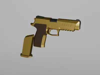 LowPoly Golden Gun Low-poly 3D model