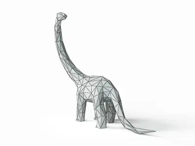 Brachiosaurus Low-poly 3D model silver dinosaur 3D model