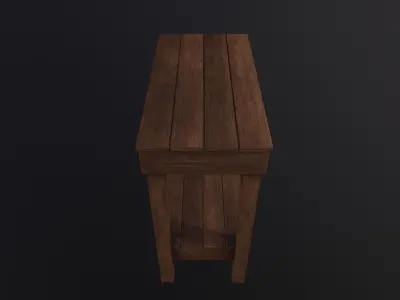 Wooden Bedside Table 3D Model Low-poly 3D model
