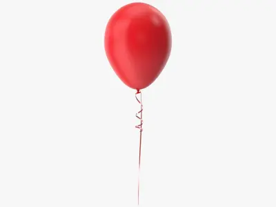 Red Balloon with Ribbon 3D model