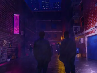 Alley two people in Free 3D model