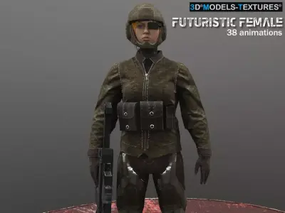 Futuristic Female Low-poly 3D model