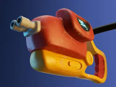 cartoon game prop gun weapons and flamethrowers in animal shapes 3D model